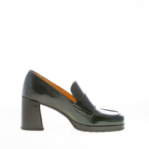 MARA BINI donna mocassino Alma in naplak VERDE MUSCHIO con doppia fibbia. Tacco 7 cm - immagine 5