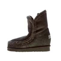 MOU donna stivaletto Eskimo Inner Wedge Short in montone NERO con zeppa