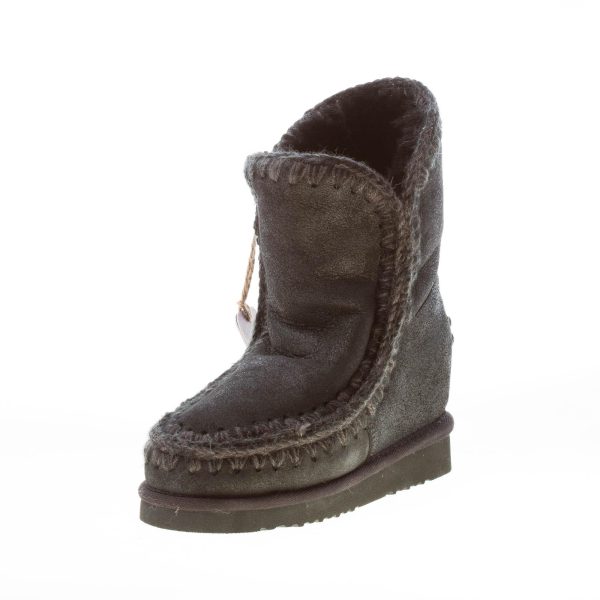 MOU donna stivaletto Eskimo Inner Wedge Short in montone NERO con zeppa - immagine 2