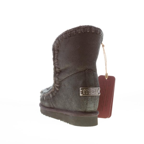 MOU donna stivaletto Eskimo Inner Wedge Short in montone NERO con zeppa - immagine 3