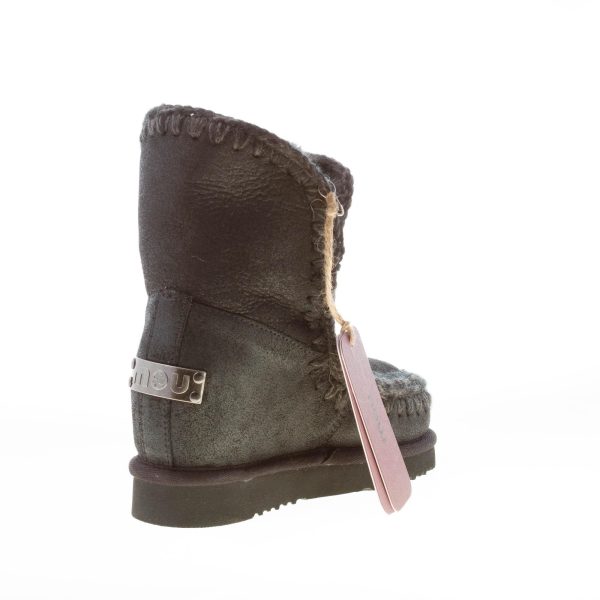 MOU donna stivaletto Eskimo Inner Wedge Short in montone NERO con zeppa - immagine 4