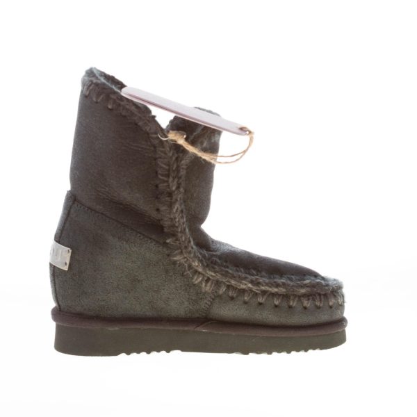 MOU donna stivaletto Eskimo Inner Wedge Short in montone NERO con zeppa - immagine 5