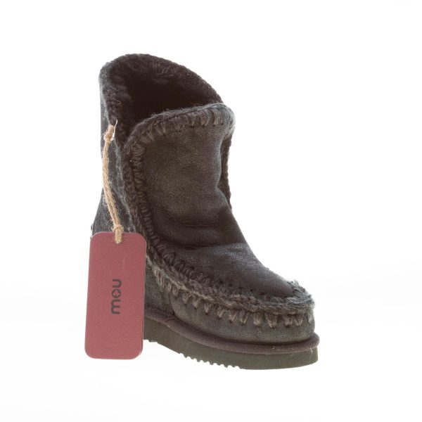 MOU donna stivaletto Eskimo Inner Wedge Short in montone NERO con zeppa - immagine 6