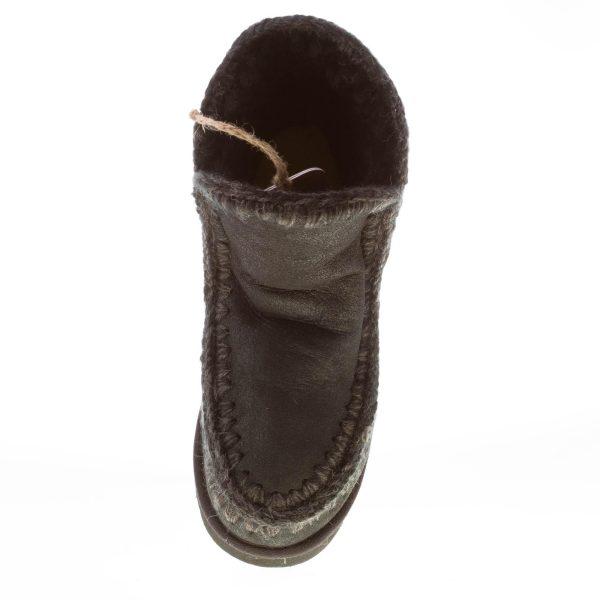 MOU donna stivaletto Eskimo Inner Wedge Short in montone NERO con zeppa - immagine 7