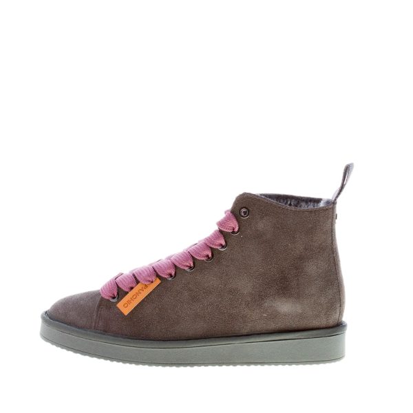 PANCHIC donna polacchino P01 in camoscio ANTRACITE più rosa con fodera in eco-pelliccia