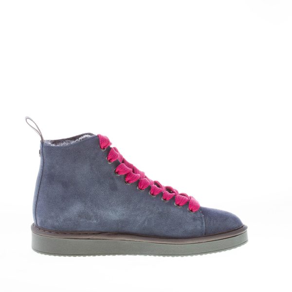 PANCHIC donna polacchino P01 in camoscio BLU SCURO più fuchsia con fodera in eco-pelliccia - immagine 5