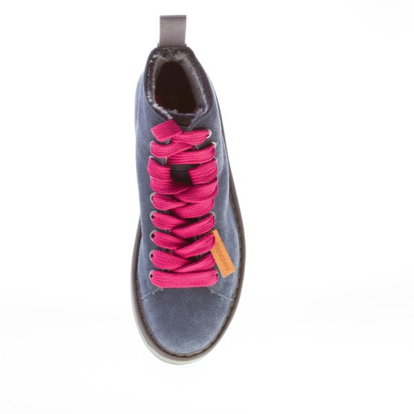 PANCHIC donna polacchino P01 in camoscio BLU SCURO più fuchsia con fodera in eco-pelliccia - immagine 7