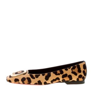 SANTONI donna ballerina in cavallino ANIMALIER con fibbia oro