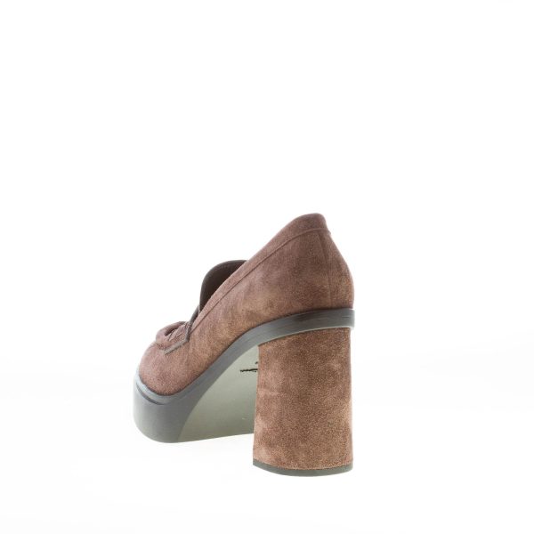 SANTONI donna decolletè in camoscio TESTA DI MORO con platform. Tacco 9 cm - immagine 3