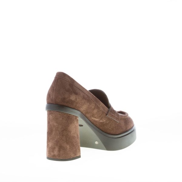 SANTONI donna decolletè in camoscio TESTA DI MORO con platform. Tacco 9 cm - immagine 4