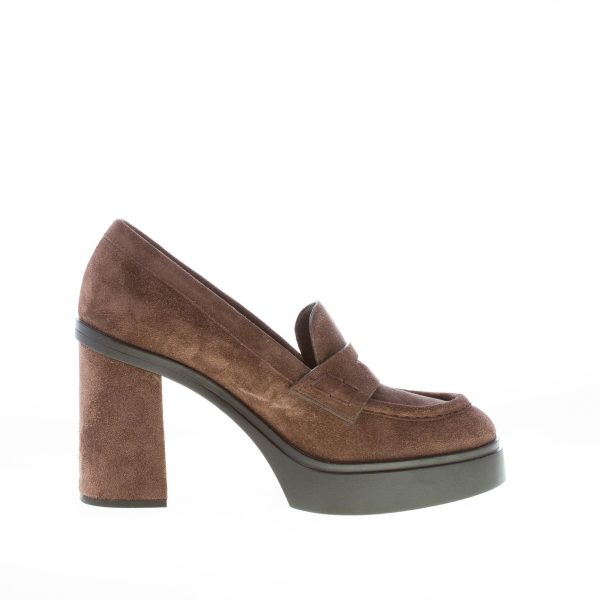 SANTONI donna decolletè in camoscio TESTA DI MORO con platform. Tacco 9 cm - immagine 5