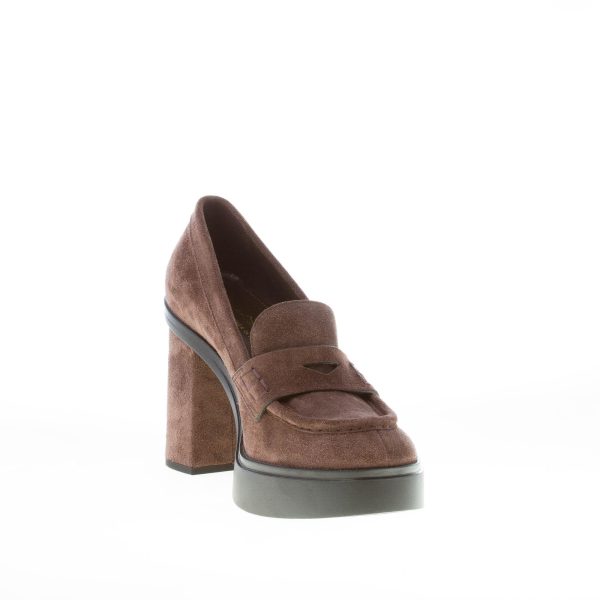 SANTONI donna decolletè in camoscio TESTA DI MORO con platform. Tacco 9 cm - immagine 6