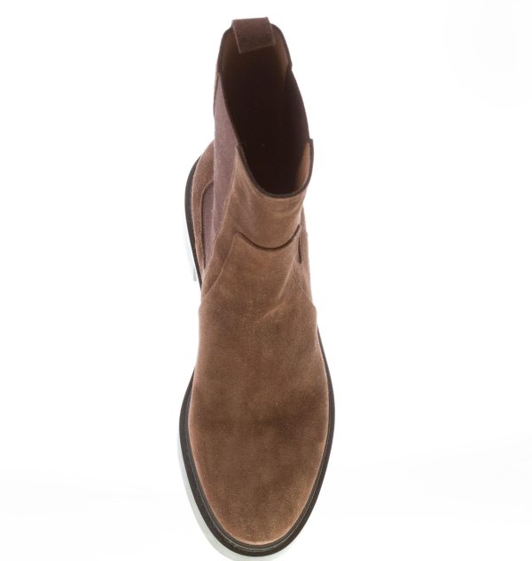 SANTONI donna stivaletto al polpaccio elasticizzato in camoscio MARRONE. Tacco 5,5 - immagine 7