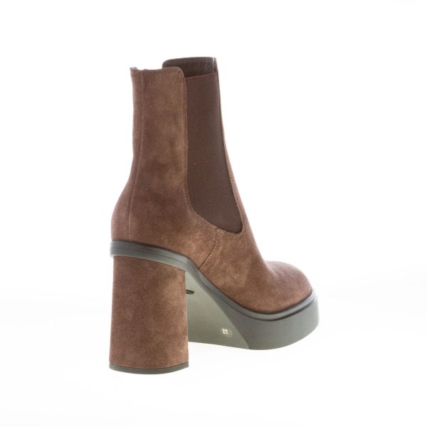 SANTONI donna stivaletto elasticizzato in camoscio MARRONE con platform. Tacco 8 cm - immagine 4