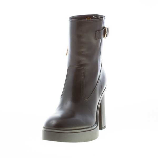 SANTONI donna stivaletto platform in pelle NERO con zip e fibbia. Tacco 8,5 cm - immagine 2