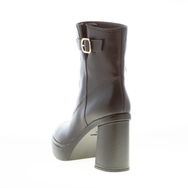 SANTONI donna stivaletto platform in pelle NERO con zip e fibbia. Tacco 8,5 cm - immagine 3