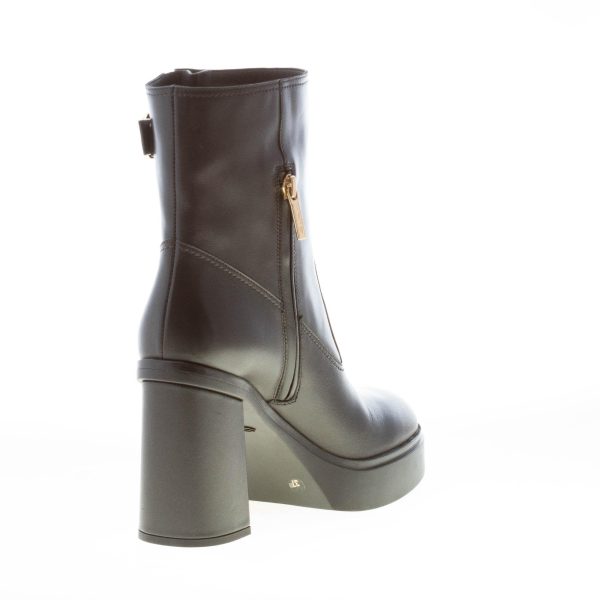SANTONI donna stivaletto platform in pelle NERO con zip e fibbia. Tacco 8,5 cm - immagine 4