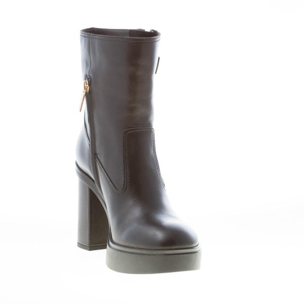 SANTONI donna stivaletto platform in pelle NERO con zip e fibbia. Tacco 8,5 cm - immagine 6