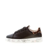 PREMIATA donna sneaker BELLE 6549 in pelle NERO con talloncino ricamato animalier