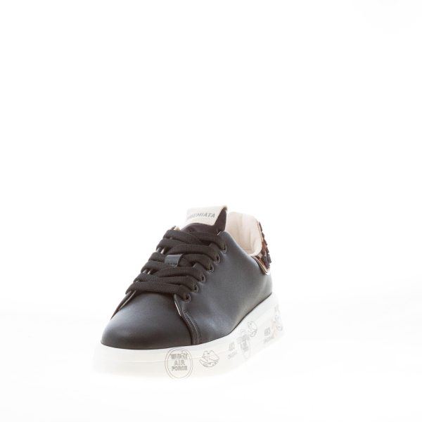 PREMIATA donna sneaker BELLE 6549 in pelle NERO con talloncino ricamato animalier - immagine 2