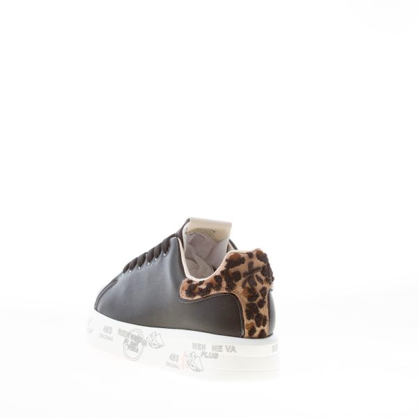 PREMIATA donna sneaker BELLE 6549 in pelle NERO con talloncino ricamato animalier - immagine 3