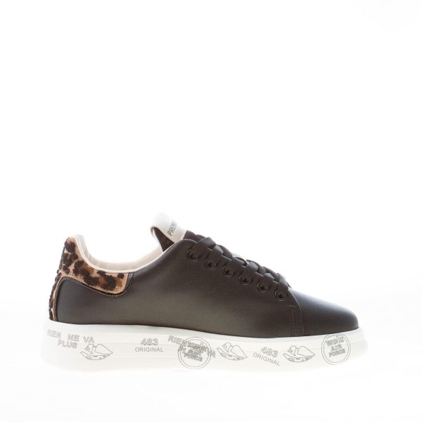 PREMIATA donna sneaker BELLE 6549 in pelle NERO con talloncino ricamato animalier - immagine 5
