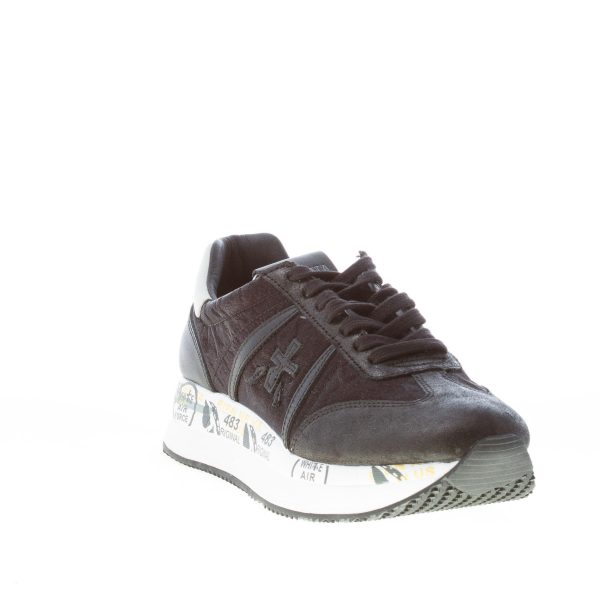 PREMIATA donna sneaker Conny 4821 in pelle e tessuto NERO - immagine 2