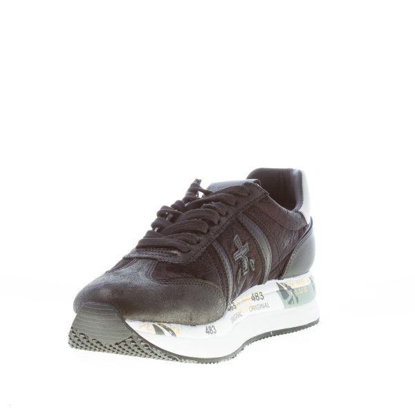 PREMIATA donna sneaker Conny 4821 in pelle e tessuto NERO - immagine 6