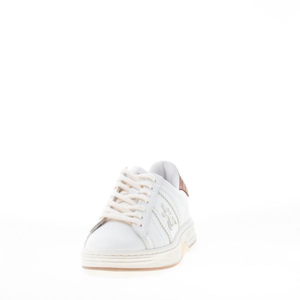 PREMIATA donna sneaker RUSSELLD 6507 in pelle BIANCO con talloncino stampato marrone - immagine 2