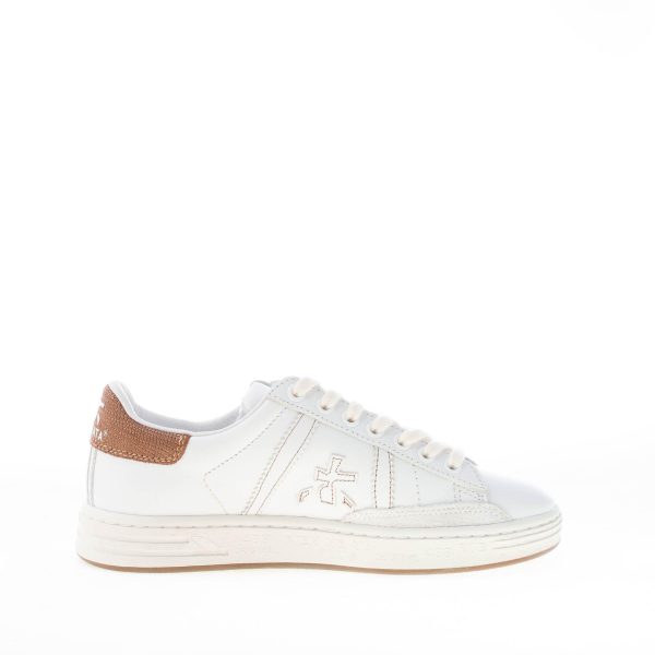 PREMIATA donna sneaker RUSSELLD 6507 in pelle BIANCO con talloncino stampato marrone - immagine 5