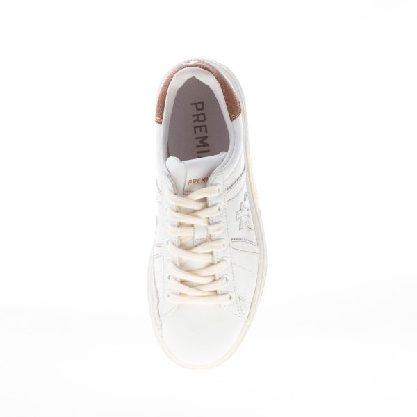 PREMIATA donna sneaker RUSSELLD 6507 in pelle BIANCO con talloncino stampato marrone - immagine 7