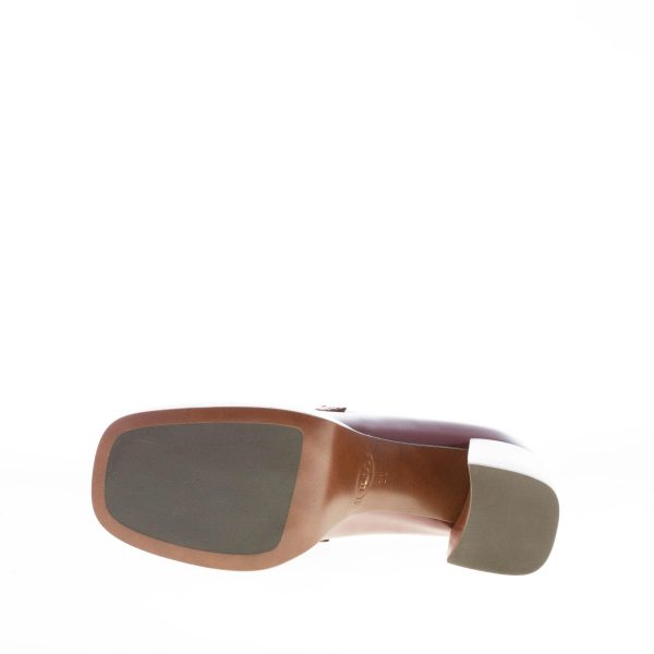 TOD'S donna mocassino Platform in pelle BURGUNDY con accessorio doppia T oro. Tacco 8,5 - immagine 8