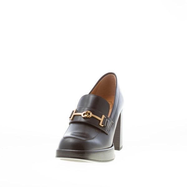 TOD'S donna mocassino Platform in pelle NERO con accessorio doppia T oro. Tacco 8,5 - immagine 2