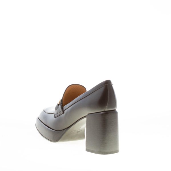 TOD'S donna mocassino Platform in pelle NERO con accessorio doppia T oro. Tacco 8,5 - immagine 3