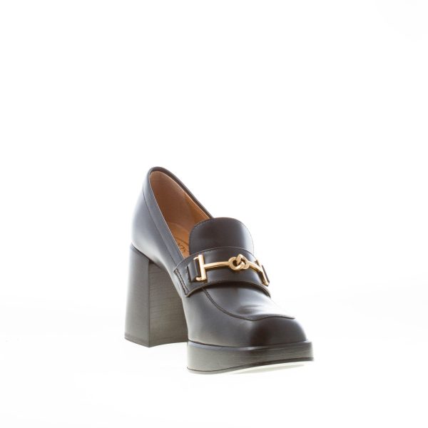 TOD'S donna mocassino Platform in pelle NERO con accessorio doppia T oro. Tacco 8,5 - immagine 6