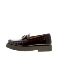 TOD'S donna mocassino T-Timeless in pelle spazzolata NERO con accessorio oro. Suola gomma