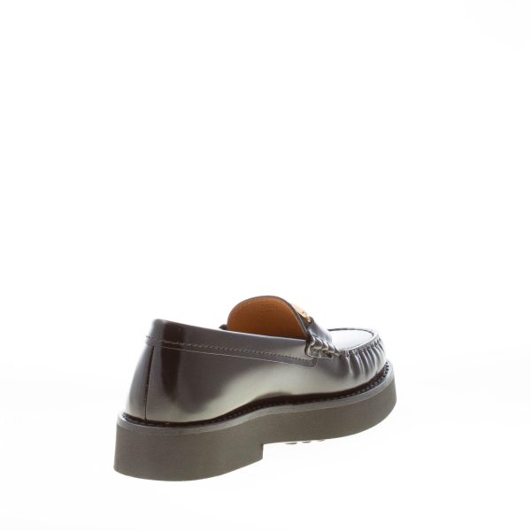 TOD'S donna mocassino T-Timeless in pelle spazzolata NERO con accessorio oro. Suola gomma - immagine 4