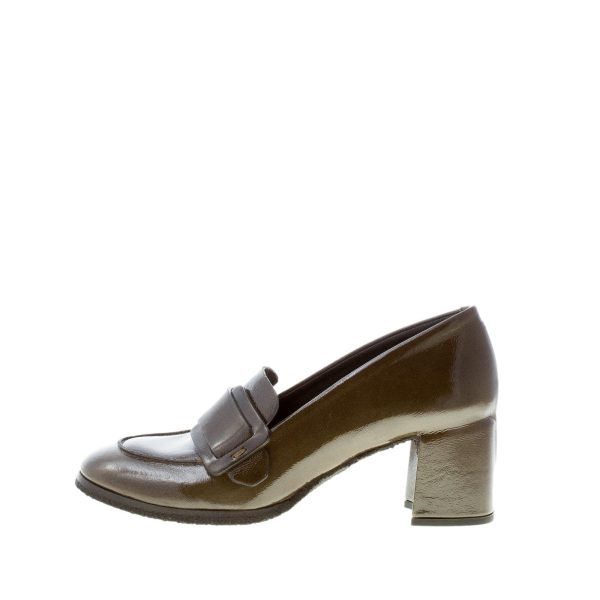 DEL CARLO donna mocassino Holly in pelle verniciata FELCE con fibbia. Tacco 5,5 cm