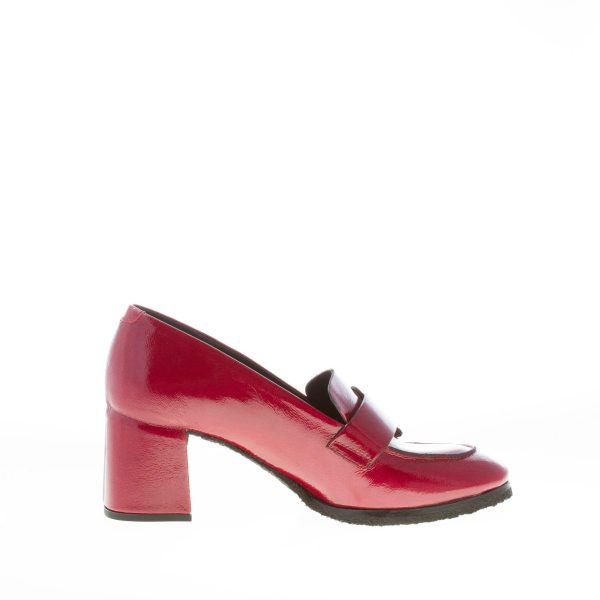 DEL CARLO donna mocassino Holly in pelle verniciata VINACCIA con fibbia. Tacco 5,5 cm - immagine 5