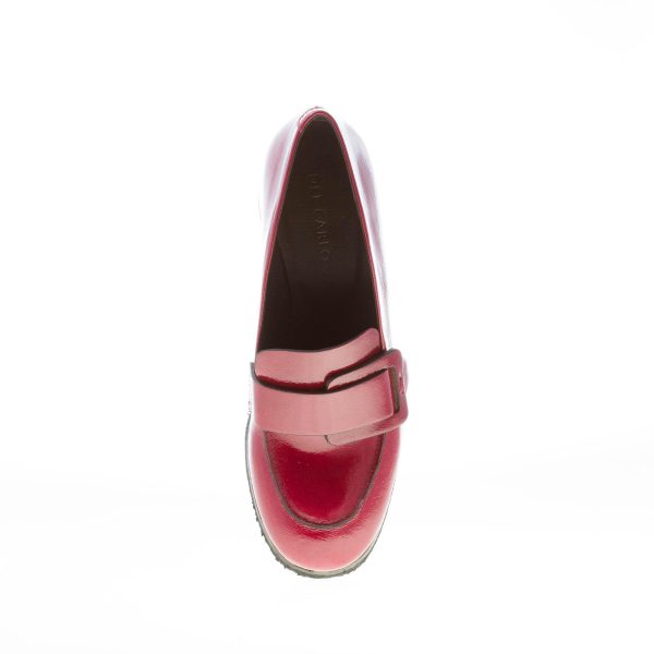 DEL CARLO donna mocassino Holly in pelle verniciata VINACCIA con fibbia. Tacco 5,5 cm - immagine 7