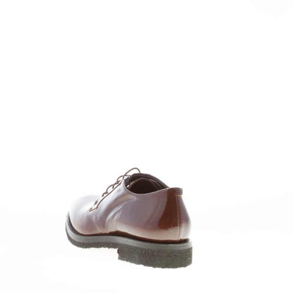 DEL CARLO donna scarpa stringata derby in pelle verniciata MARRONE. Tacco 2 cm - immagine 3