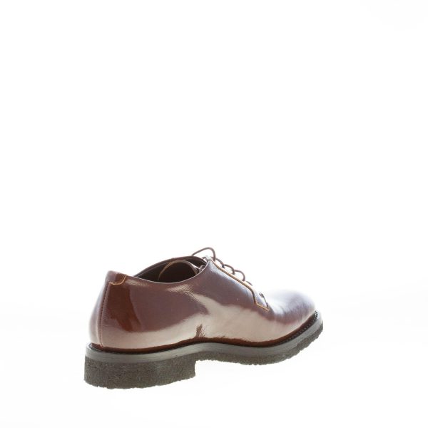 DEL CARLO donna scarpa stringata derby in pelle verniciata MARRONE. Tacco 2 cm - immagine 4