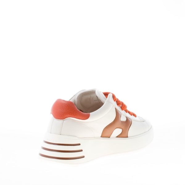 HOGAN donna H564 Rebel sneaker in pelle AVORIO più marrone e arancione - immagine 4