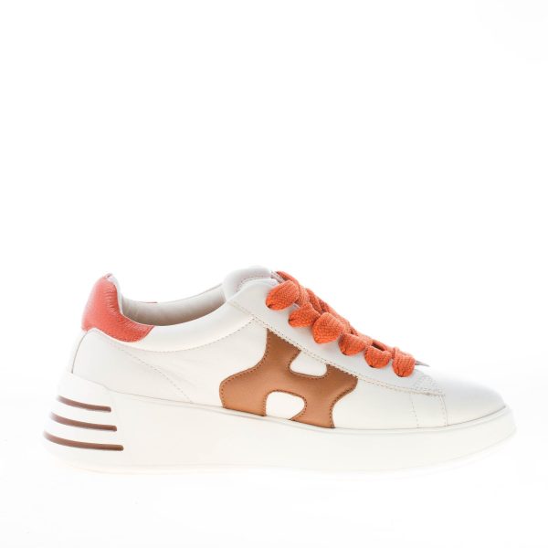 HOGAN donna H564 Rebel sneaker in pelle AVORIO più marrone e arancione - immagine 5