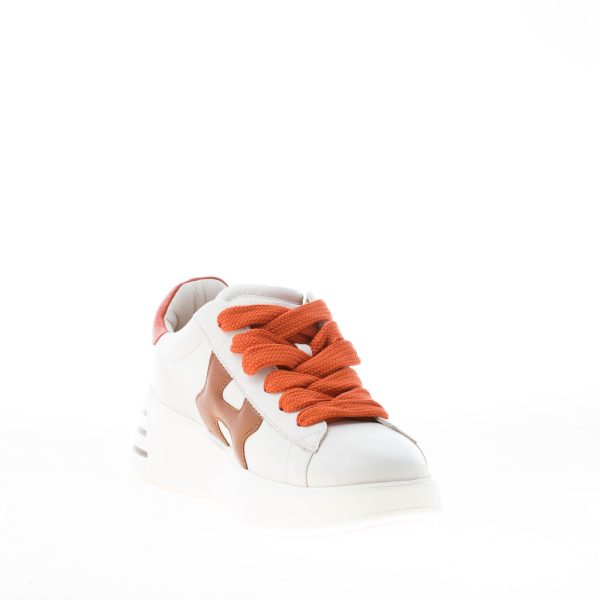 HOGAN donna H564 Rebel sneaker in pelle AVORIO più marrone e arancione - immagine 6
