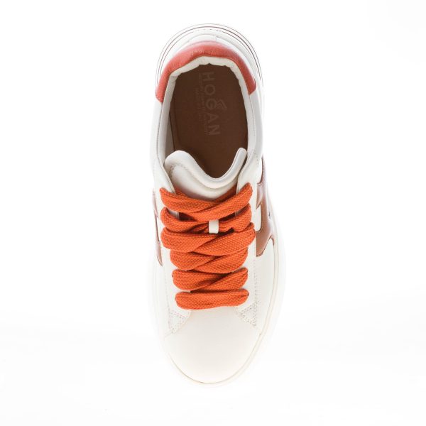 HOGAN donna H564 Rebel sneaker in pelle AVORIO più marrone e arancione - immagine 7