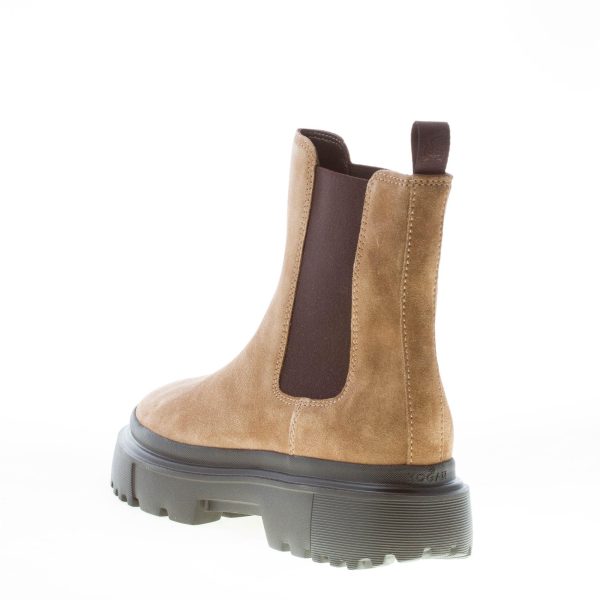 HOGAN donna H629 stivaletto Chelsea in camoscio CAMMELLO. Tacco 5 cm - immagine 3