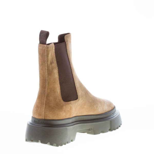 HOGAN donna H629 stivaletto Chelsea in camoscio CAMMELLO. Tacco 5 cm - immagine 4