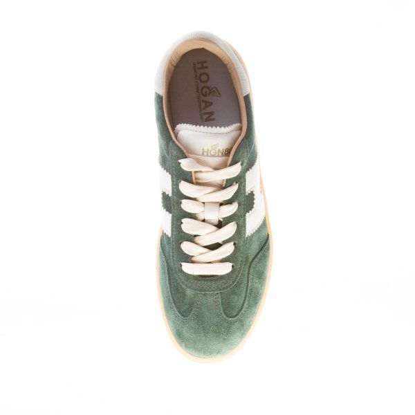 HOGAN donna H647 Cool sneaker in camoscio VERDE più bianco - immagine 7