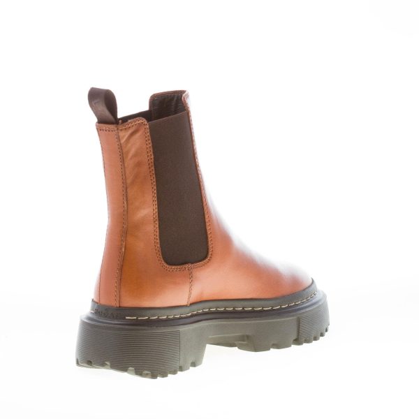 HOGAN donna H648 Chelsea tronchetto elasticizzato in pelle CUOIO. Tacco 5 cm - immagine 4